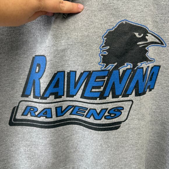 Ravenna Ravens Pullover Hoodie Gray L Large Jerzees Super Sweats Long Sleeve - Picture 4 of 10